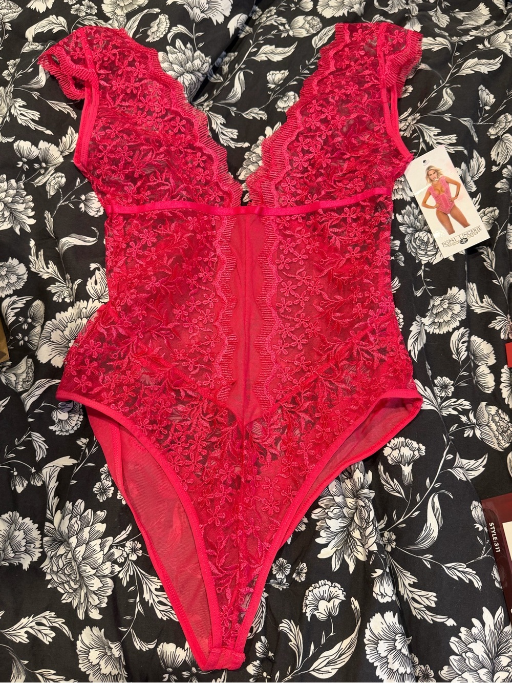 Popsi Lingerie Pink Embroidered Bodysuit